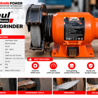 Chul Power Tools 150W Bench Grinder – Dual Grinding Wheels
