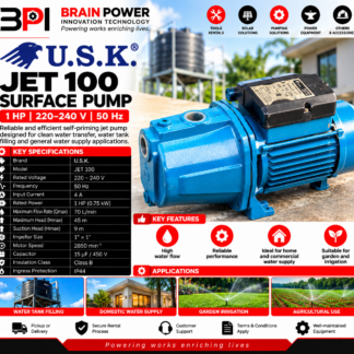 U.S.K. JET 100 Self-Priming Surface Water Pump – 1HP